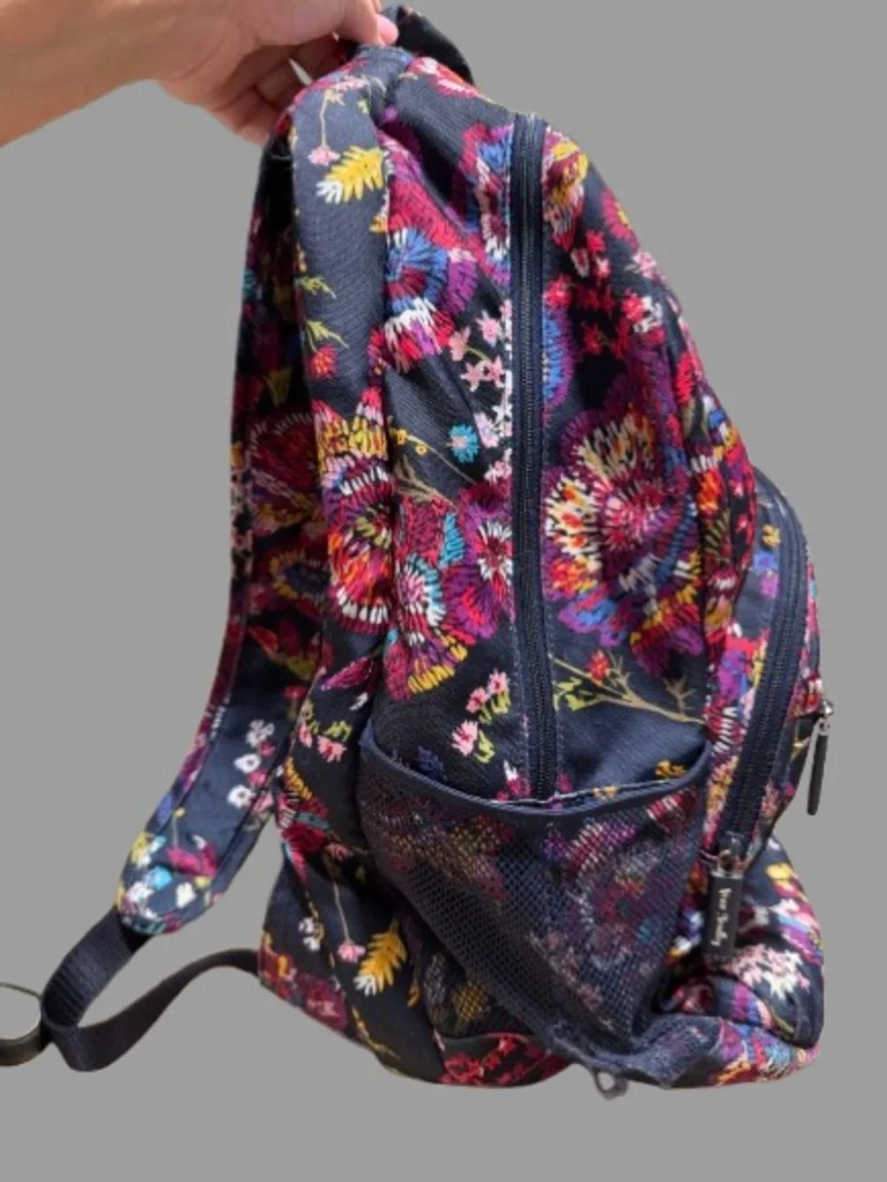 Vera Bradley Essential Backpack in the Midnight Wildflowers pattern